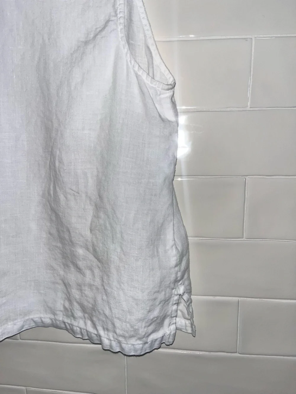 Eileen Fisher White Linen Shell Tank Sz Medium - Picture 6 of 6